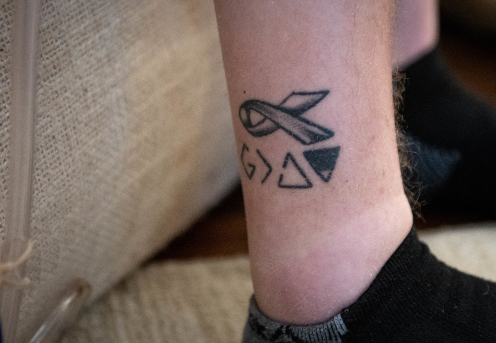 10/4/18 Tyler Trent Visit, Ankle Tattoo